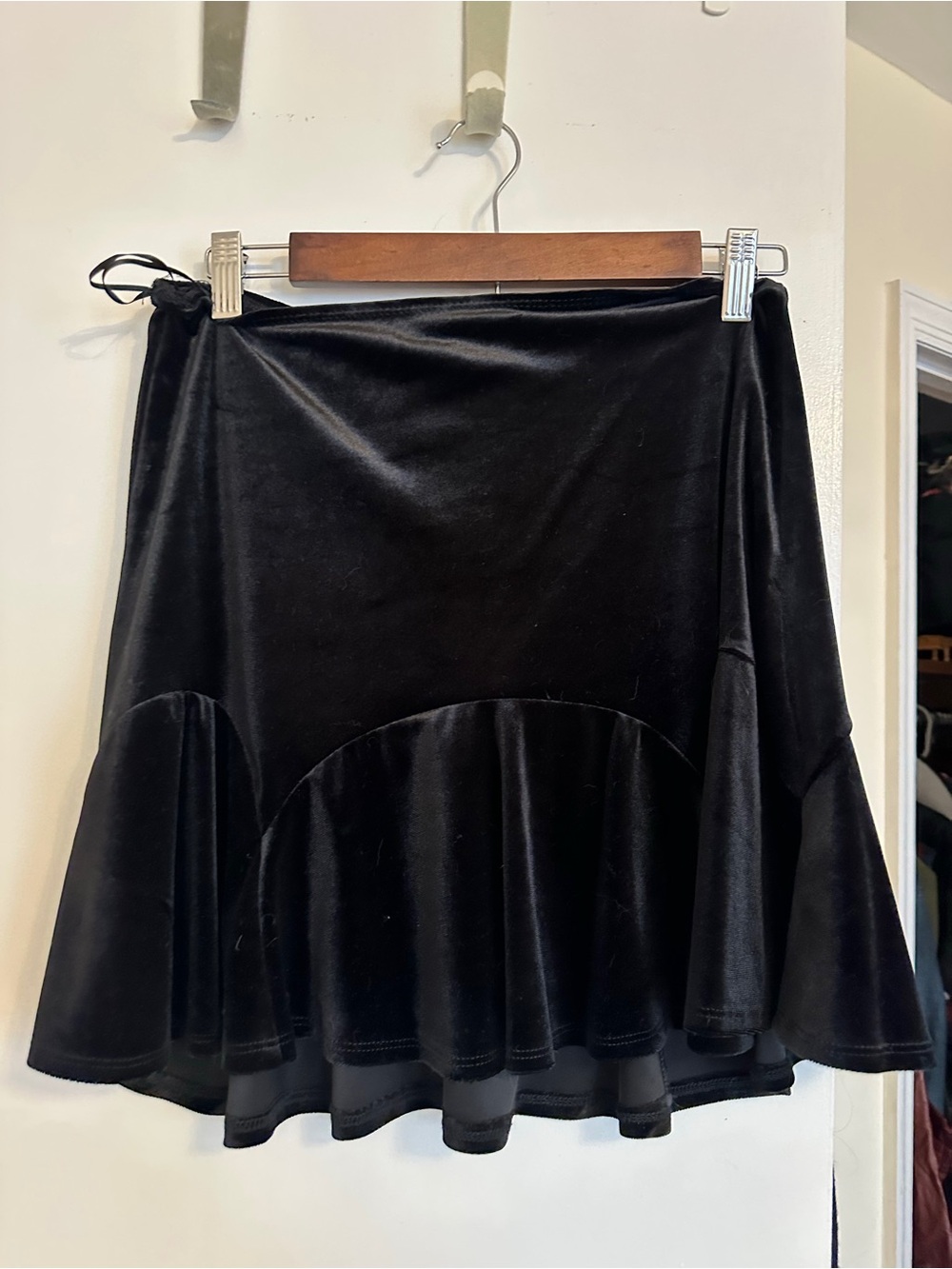 Blue Rain Black Velvet Flared Skirt